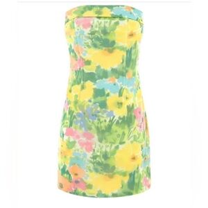 With Jean floral mini strapless dress